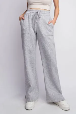 Full Size Drawstring Straight Leg Slit Sweatpants