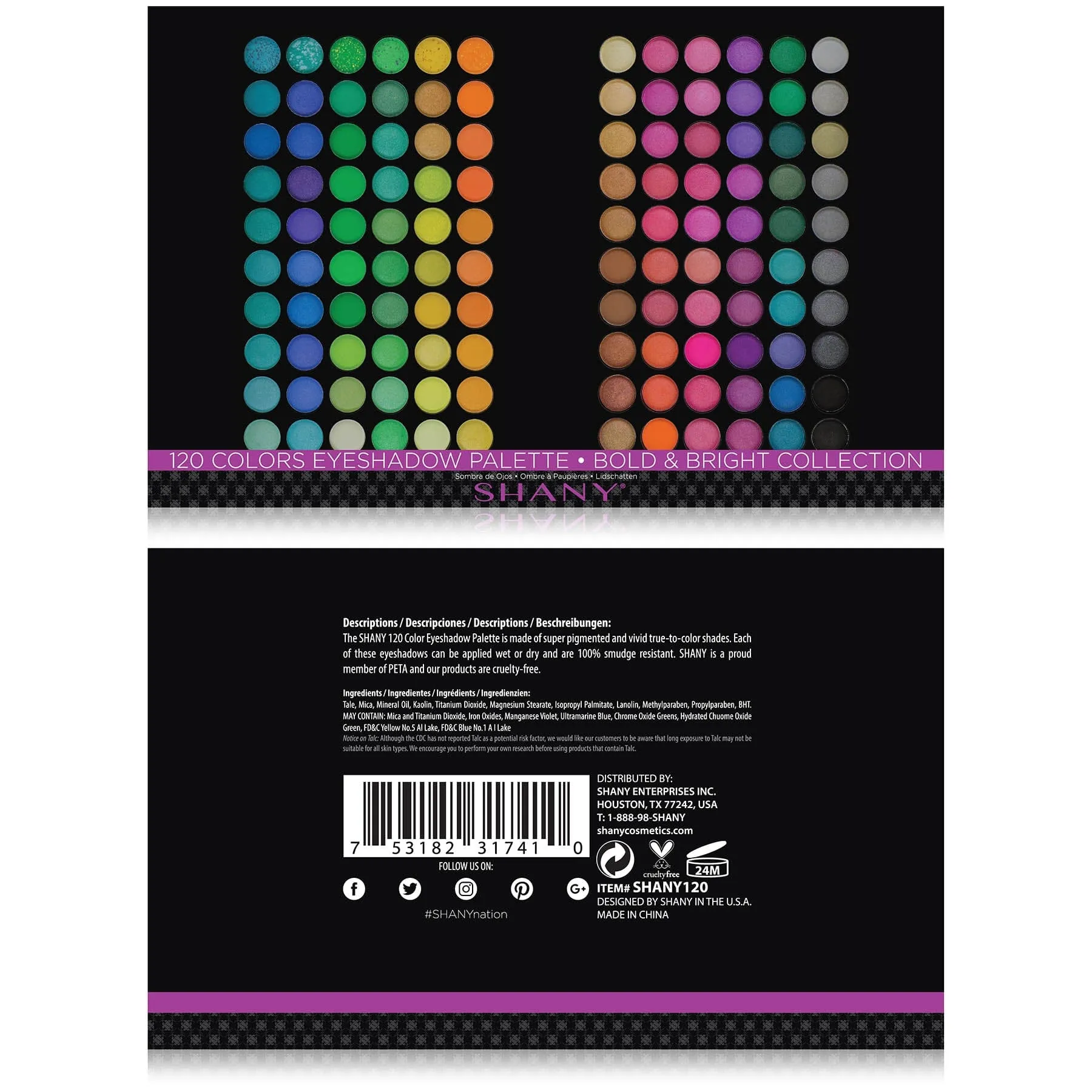 120 Colors Eye shadow Palette, Bold and Bright Collection,  Classic Neon