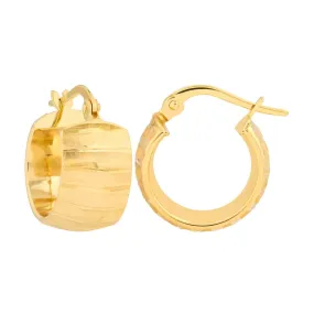 14K Yellow Gold Extra Wide Textured Hoop Earrings