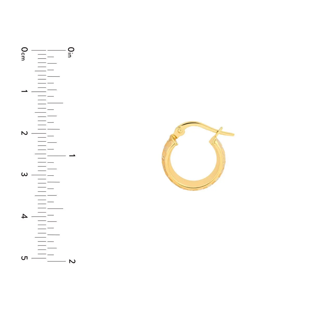 14K Yellow Gold Extra Wide Textured Hoop Earrings