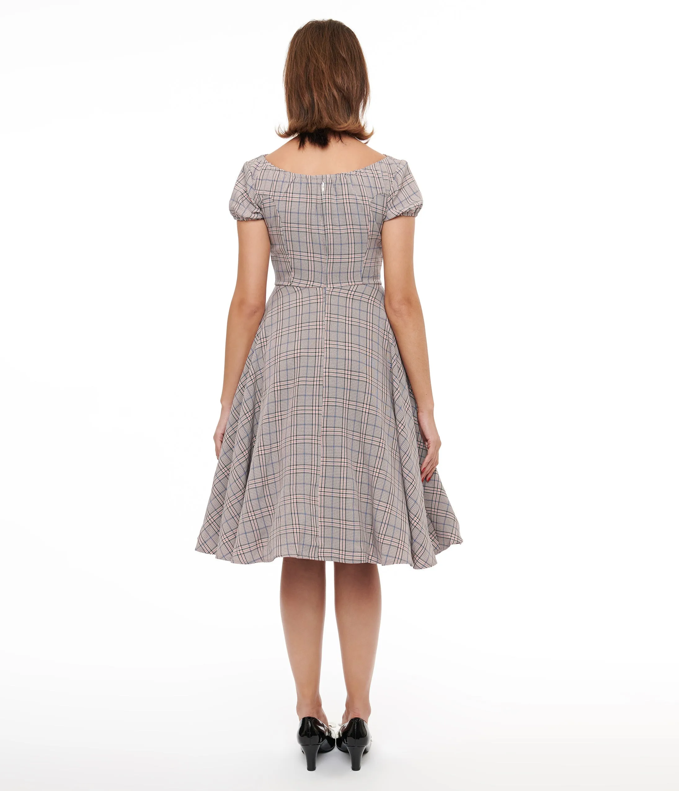 1950s Pink Plaid Fit & Flare Dress