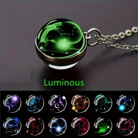 1pc Exquisite Boho Glass Mosaic Constellation Pendant Necklace - Luminous Starry Sky Effect, No Plating, Unisex Design for Men and Women - Perfect for Everyday Wear