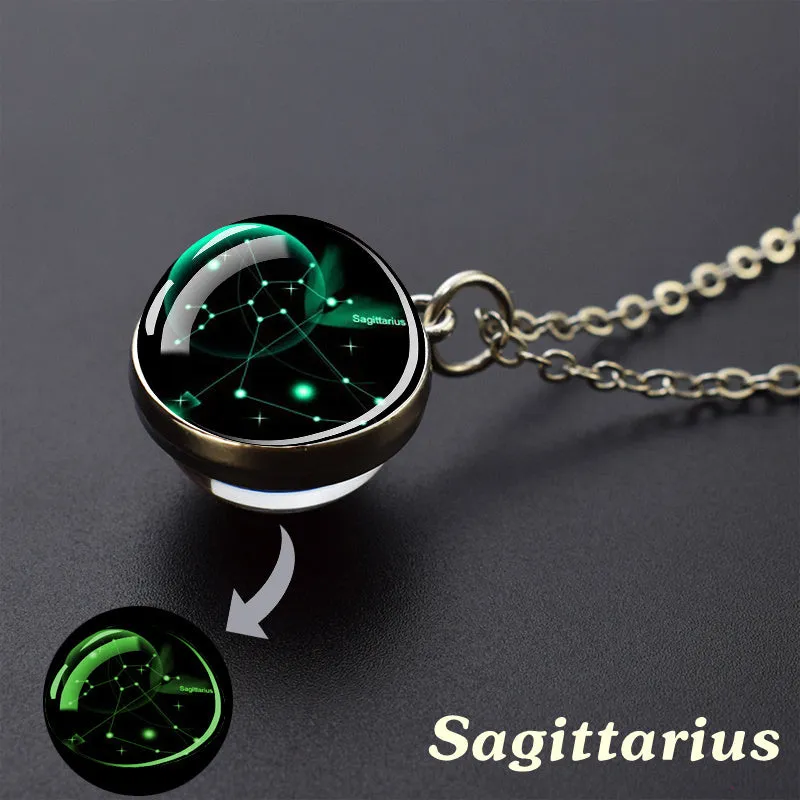 1pc Exquisite Boho Glass Mosaic Constellation Pendant Necklace - Luminous Starry Sky Effect, No Plating, Unisex Design for Men and Women - Perfect for Everyday Wear