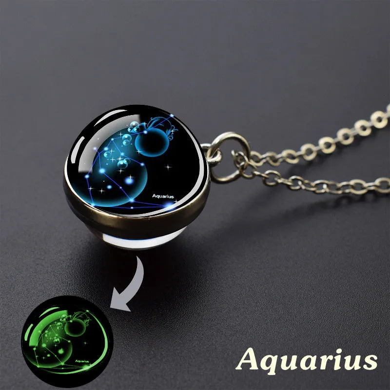 1pc Exquisite Boho Glass Mosaic Constellation Pendant Necklace - Luminous Starry Sky Effect, No Plating, Unisex Design for Men and Women - Perfect for Everyday Wear