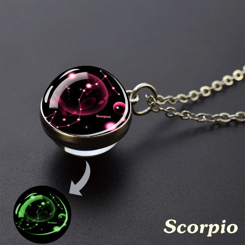 1pc Exquisite Boho Glass Mosaic Constellation Pendant Necklace - Luminous Starry Sky Effect, No Plating, Unisex Design for Men and Women - Perfect for Everyday Wear