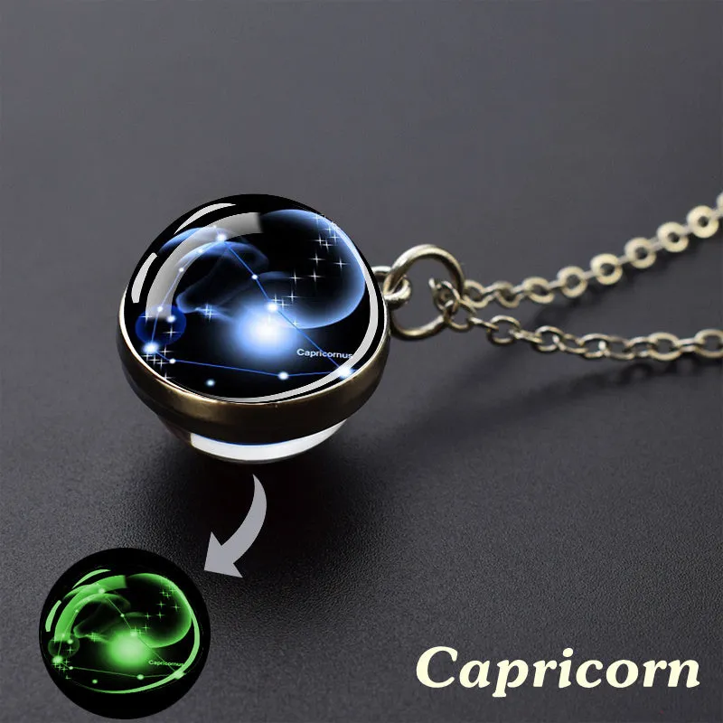 1pc Exquisite Boho Glass Mosaic Constellation Pendant Necklace - Luminous Starry Sky Effect, No Plating, Unisex Design for Men and Women - Perfect for Everyday Wear