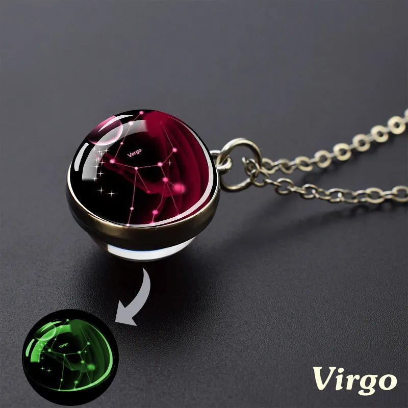 1pc Exquisite Boho Glass Mosaic Constellation Pendant Necklace - Luminous Starry Sky Effect, No Plating, Unisex Design for Men and Women - Perfect for Everyday Wear