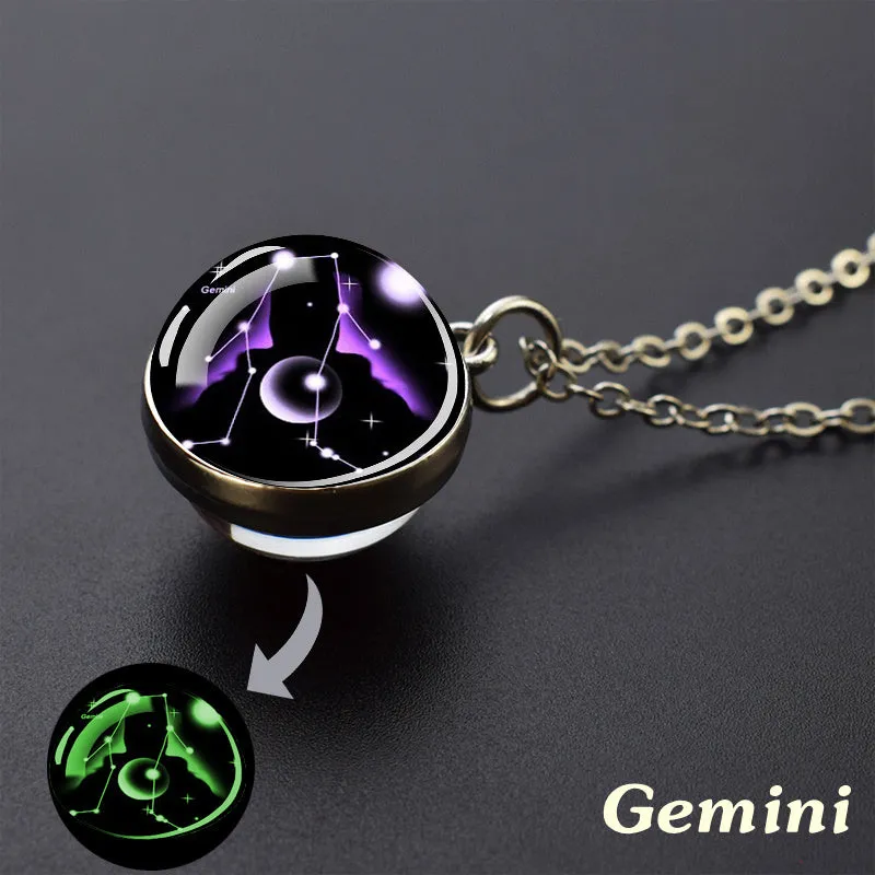 1pc Exquisite Boho Glass Mosaic Constellation Pendant Necklace - Luminous Starry Sky Effect, No Plating, Unisex Design for Men and Women - Perfect for Everyday Wear