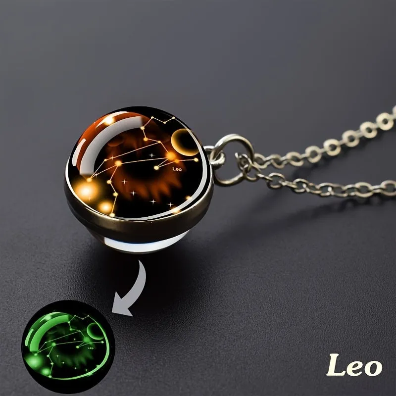 1pc Exquisite Boho Glass Mosaic Constellation Pendant Necklace - Luminous Starry Sky Effect, No Plating, Unisex Design for Men and Women - Perfect for Everyday Wear