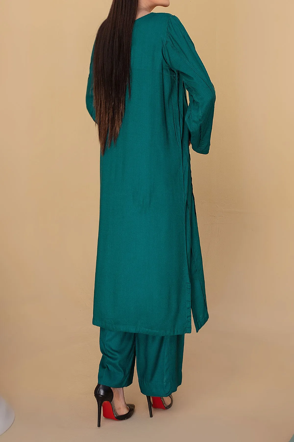 2 PIECE PLAIN LINEN| LEL-75 Dark Green