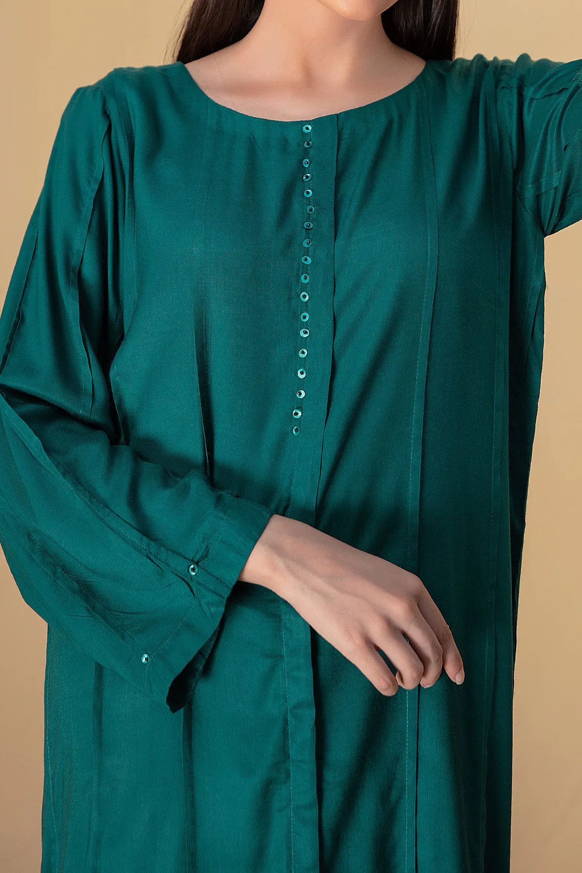 2 PIECE PLAIN LINEN| LEL-75 Dark Green