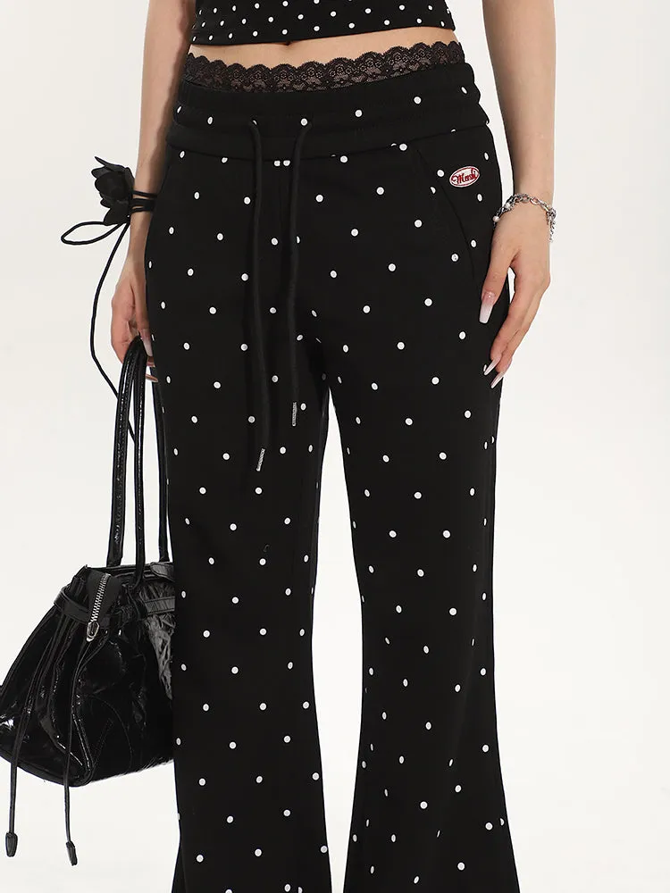 【24s May.】Sweetheart Polka-dot Bootcut Sweatpants