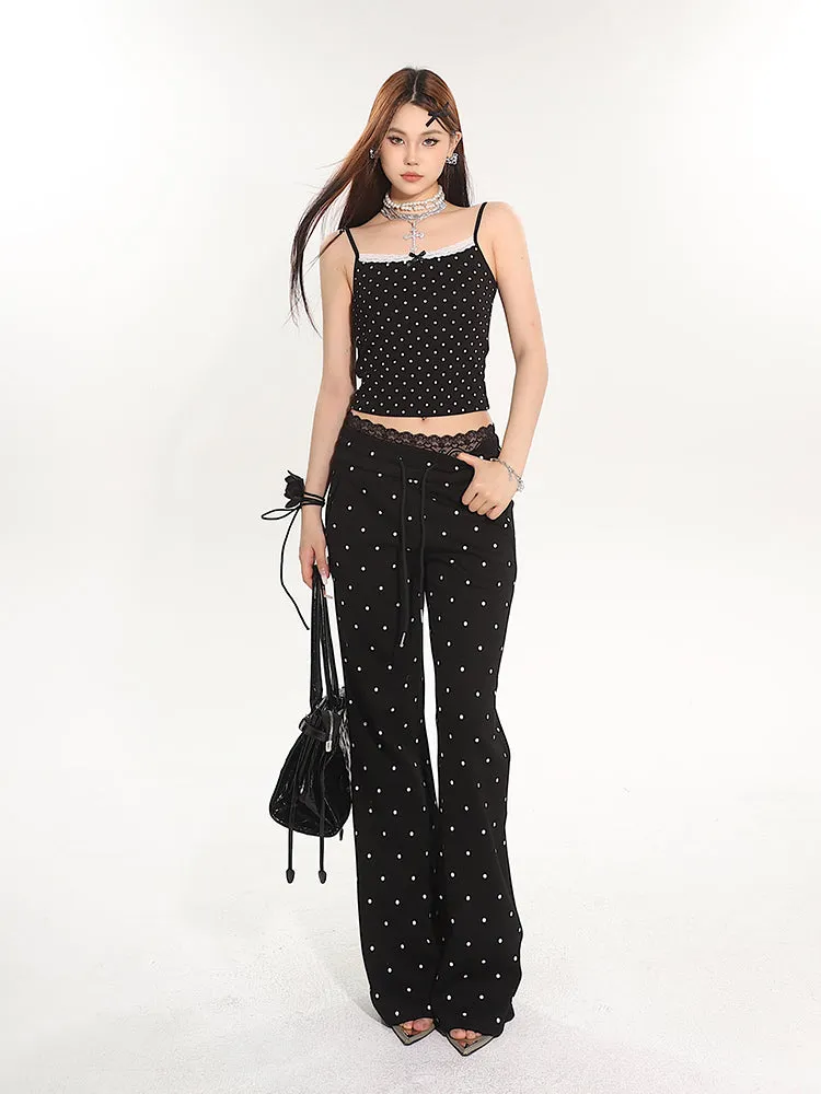 【24s May.】Sweetheart Polka-dot Bootcut Sweatpants