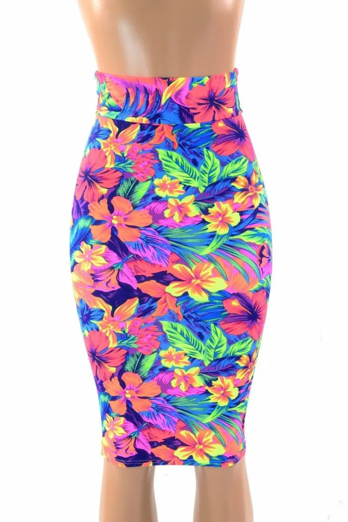 27" Tahitian Floral Pencil Skirt