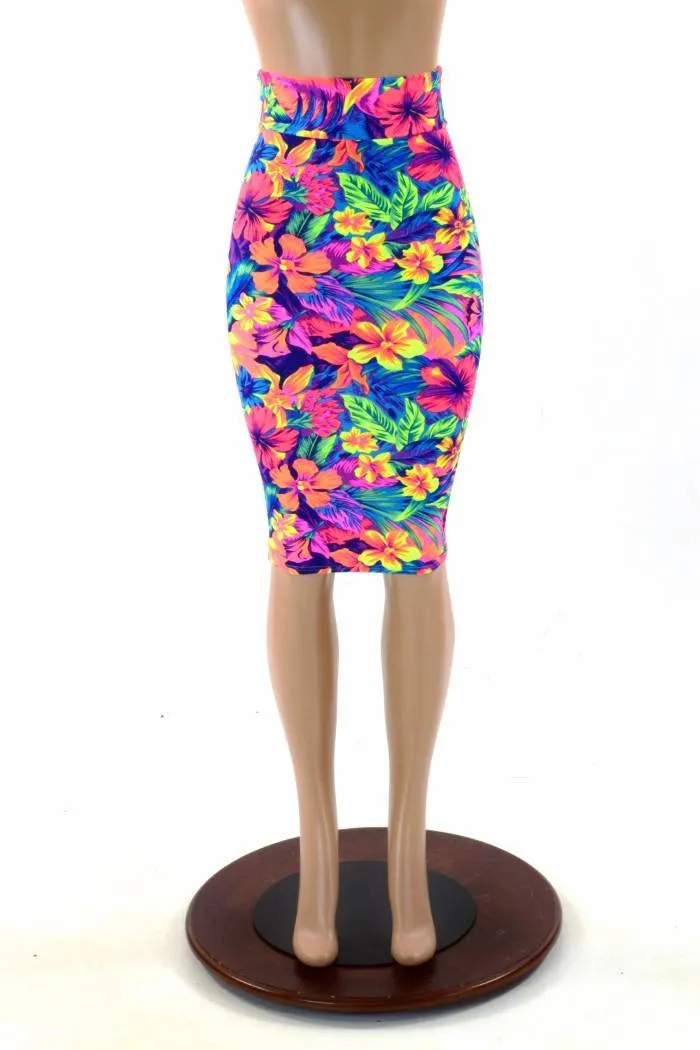 27" Tahitian Floral Pencil Skirt