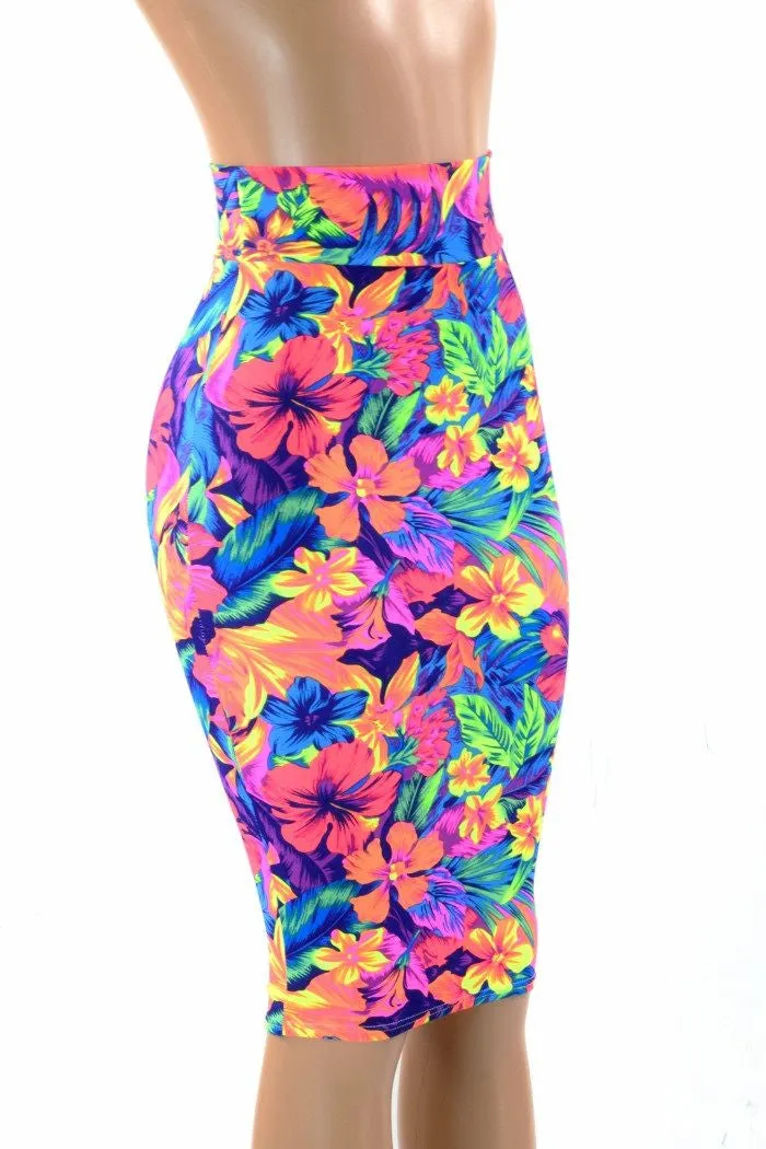 27" Tahitian Floral Pencil Skirt