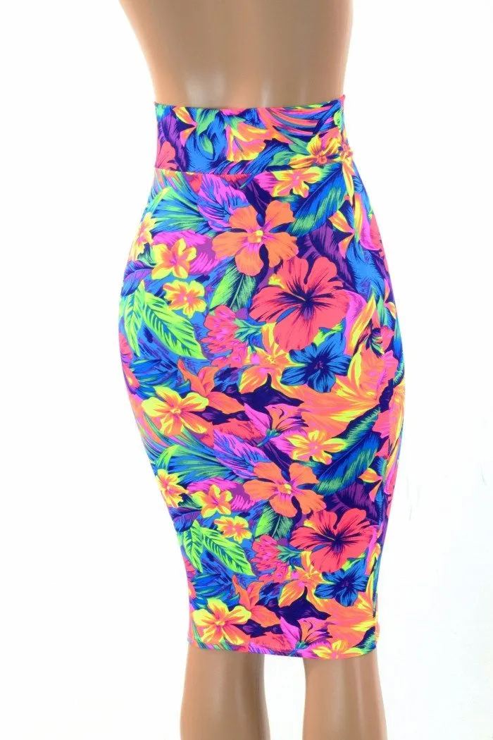 27" Tahitian Floral Pencil Skirt