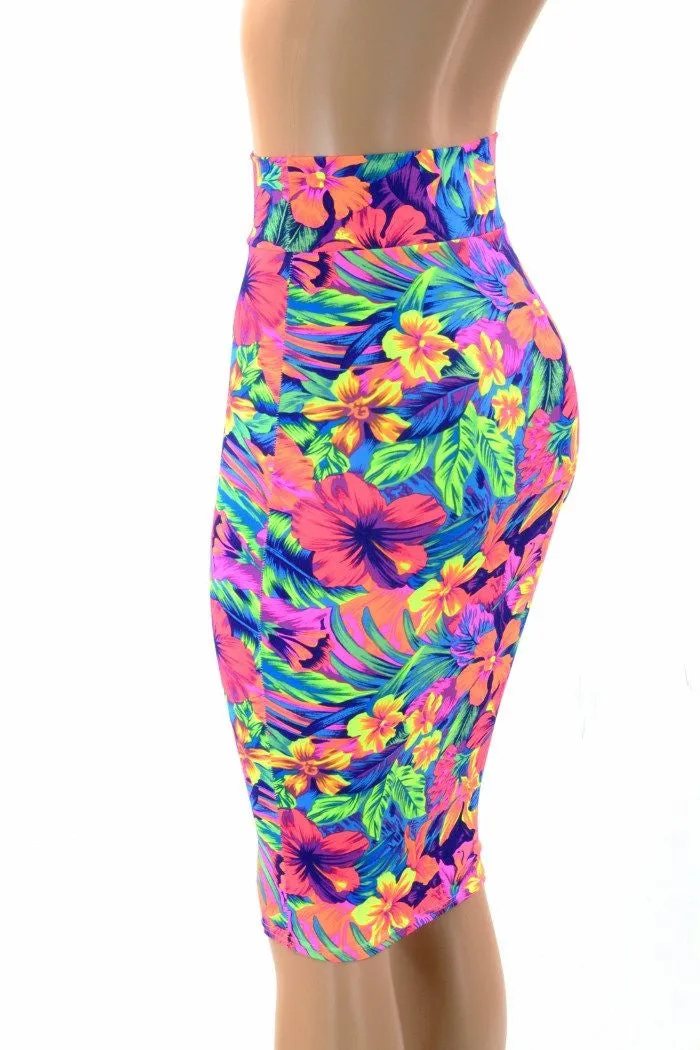 27" Tahitian Floral Pencil Skirt