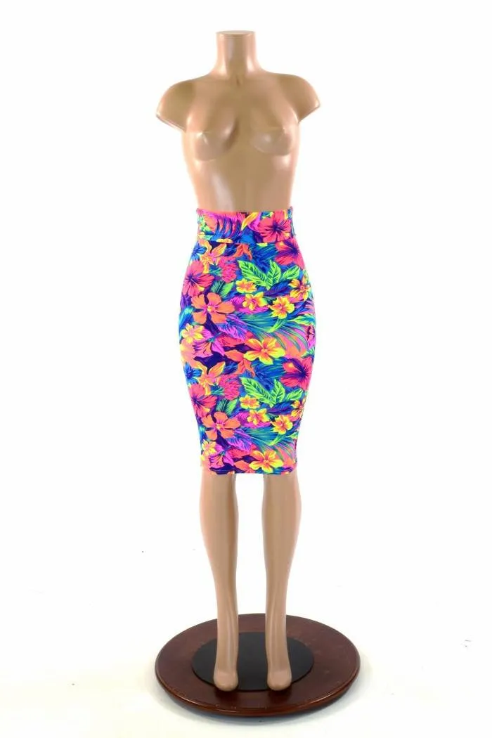 27" Tahitian Floral Pencil Skirt