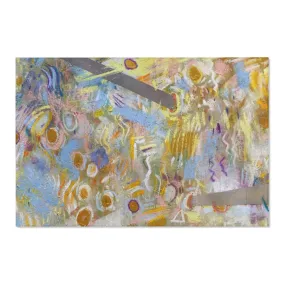 Abstract Area Rug | Beige Blue Orange Acrylic