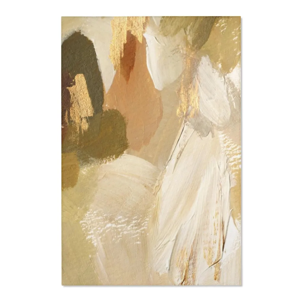 Abstract Area Rug |  Cream Green Beige Gold Acrylic