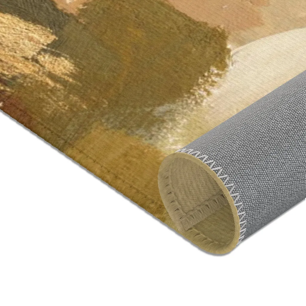 Abstract Area Rug |  Cream Green Beige Gold Acrylic