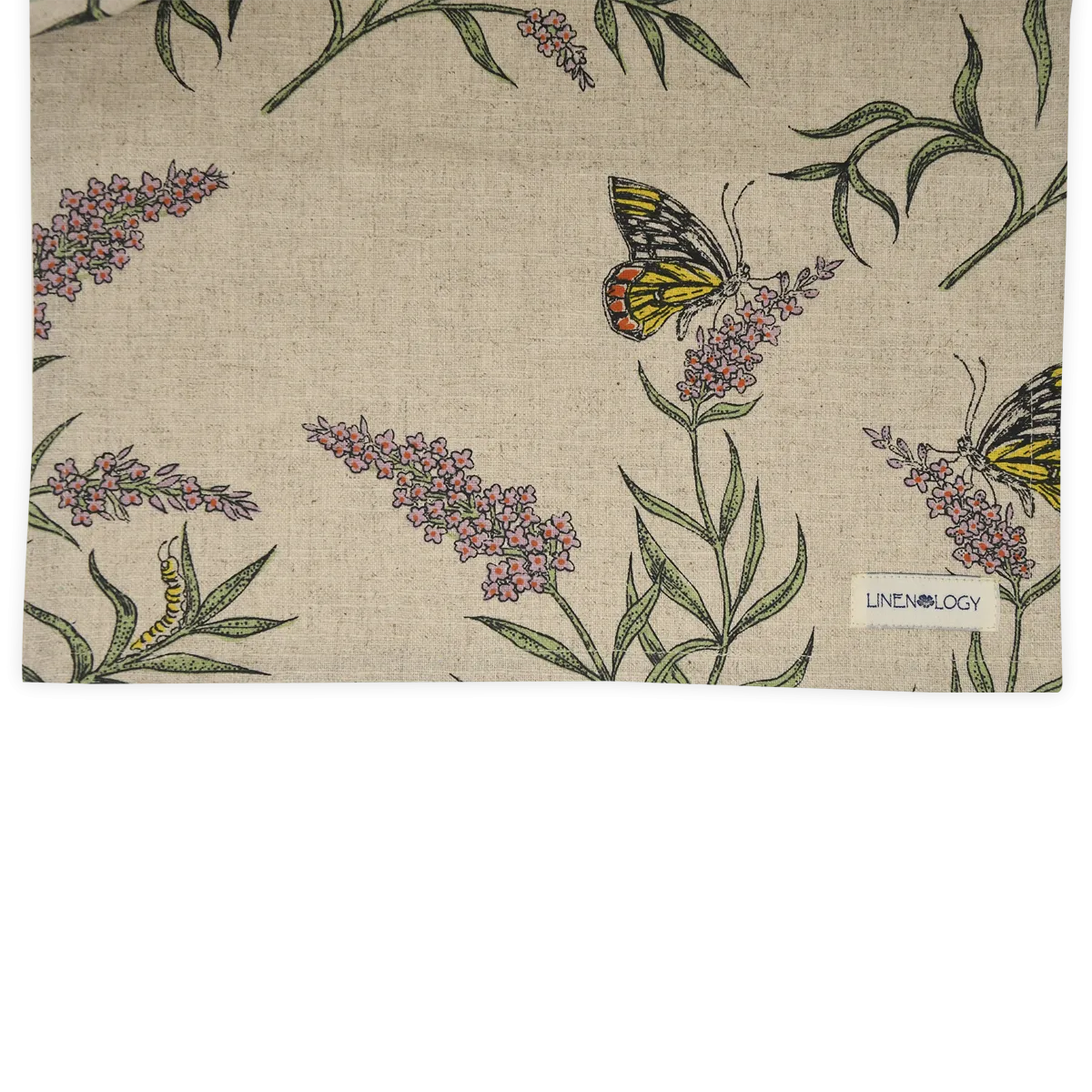 Acrylic Coated Table runner - Buddleia - Natural -Print