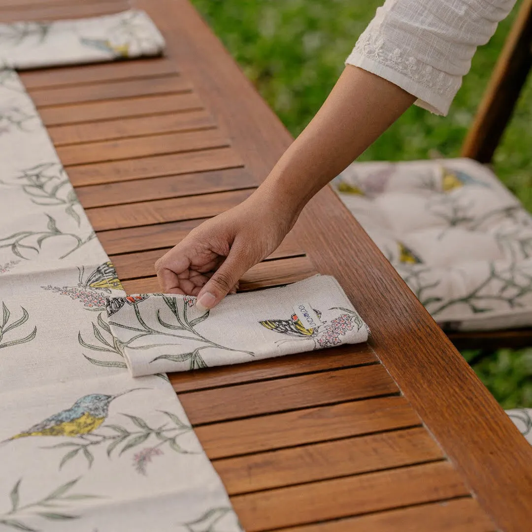 Acrylic Coated Table runner - Buddleia - Natural -Print