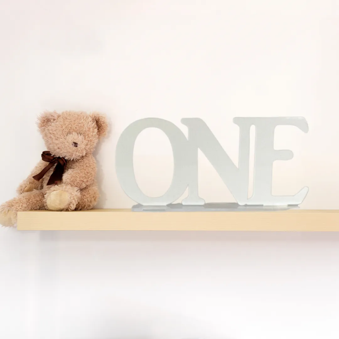 Acrylic 'ONE' Sign with Clear Base