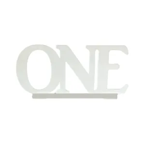 Acrylic 'ONE' Sign with Clear Base