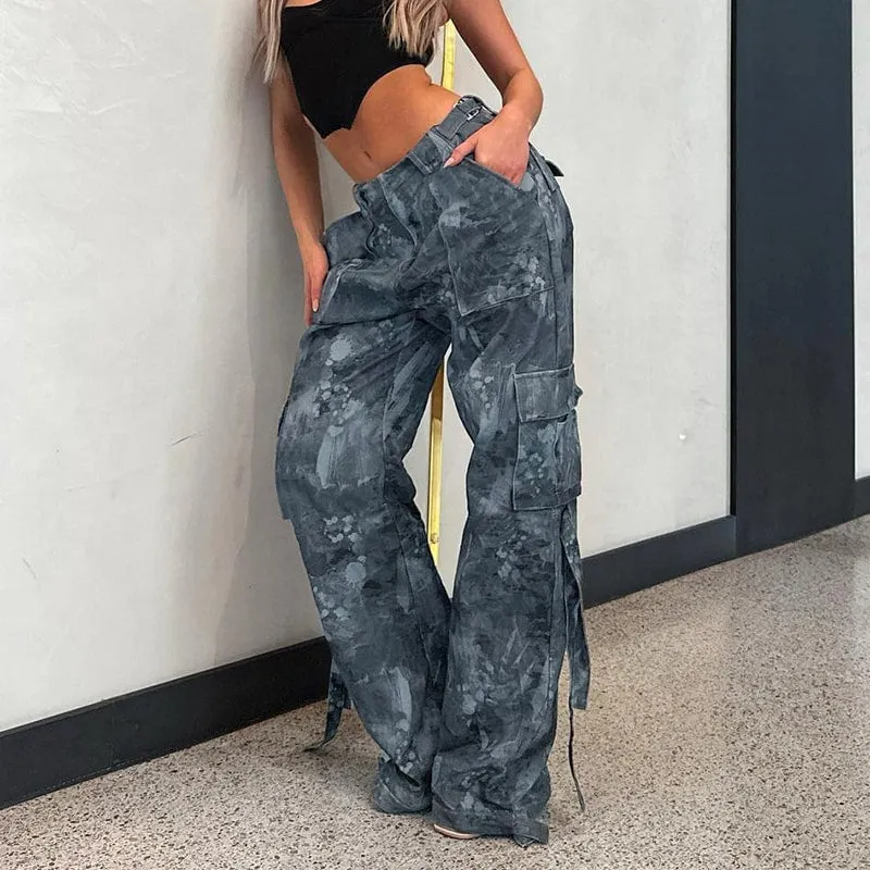 Acrylic Printed Parachute Pants