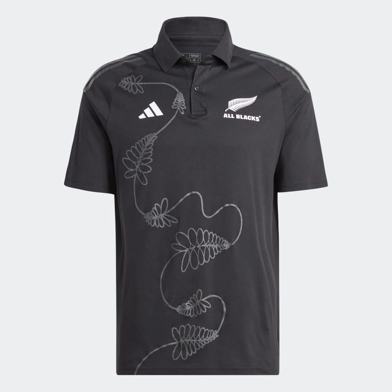 Adidas All Black Mens Rugby World Cup 2023 Polo