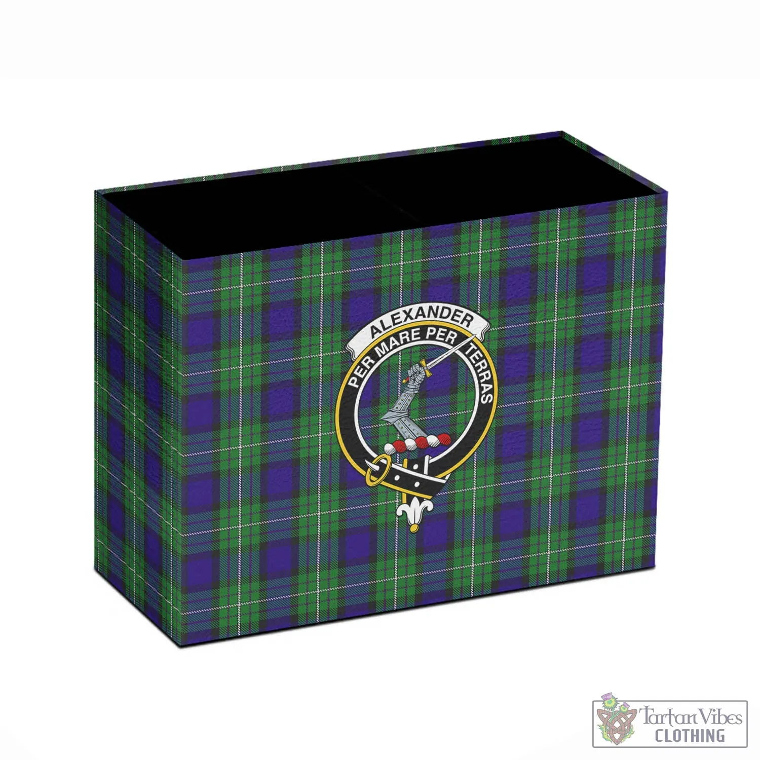 Alexander Tartan Pen Holder with Family Crest