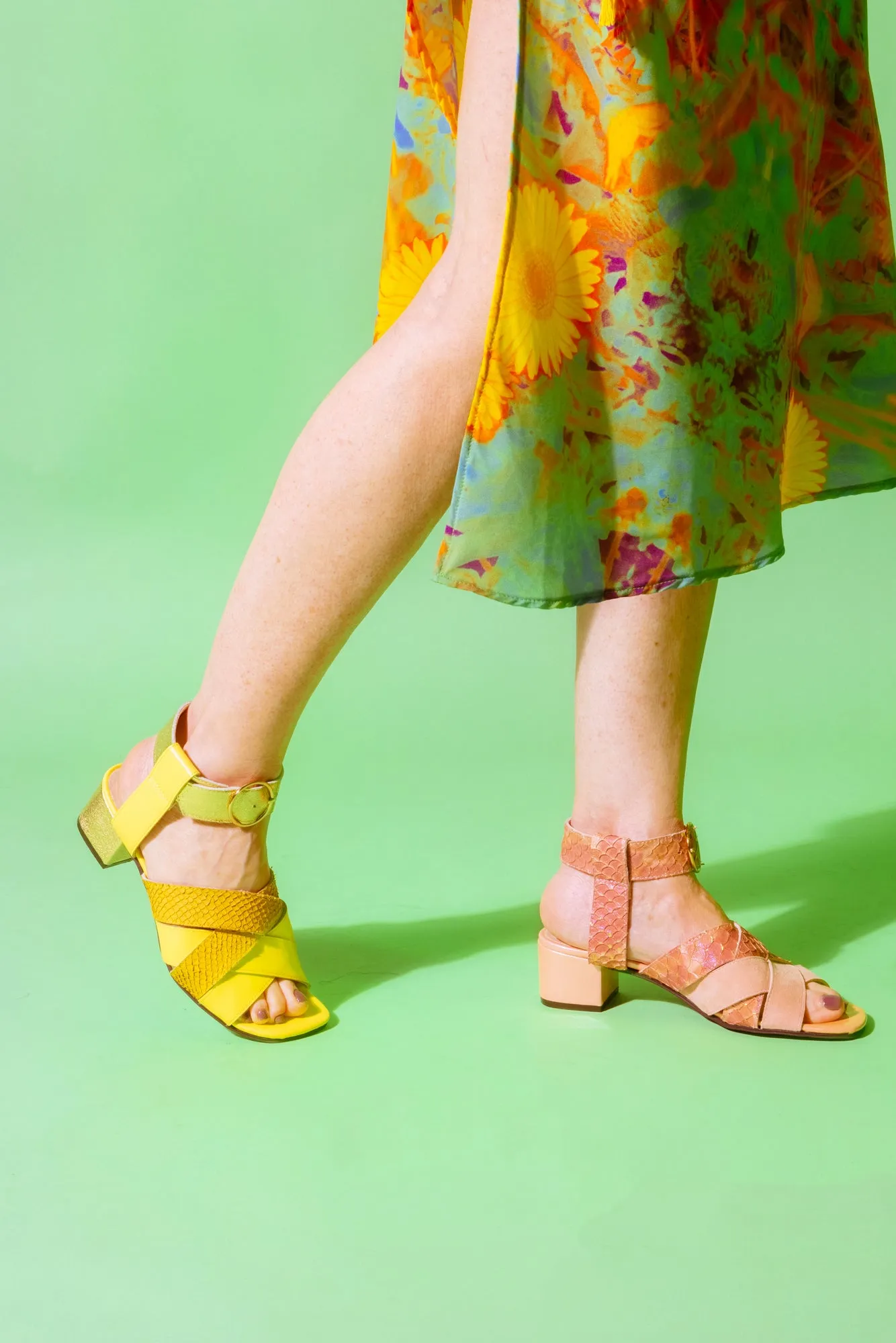 AMBER Yellow Strappy Sandals