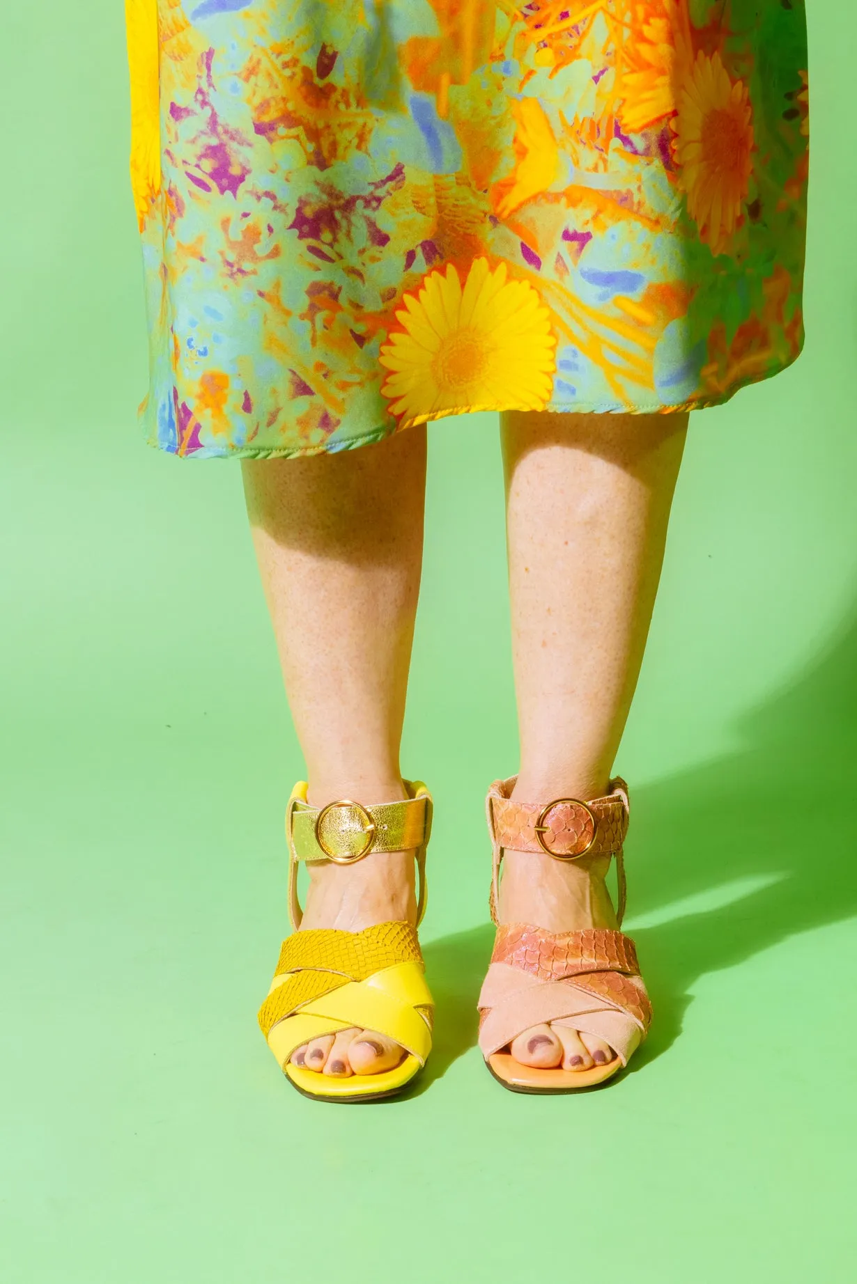 AMBER Yellow Strappy Sandals