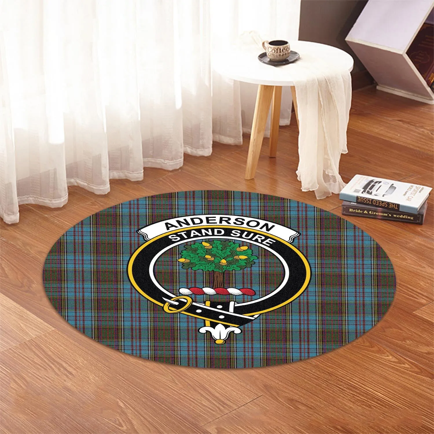 Anderson Tartan Round Rug with Family Crest