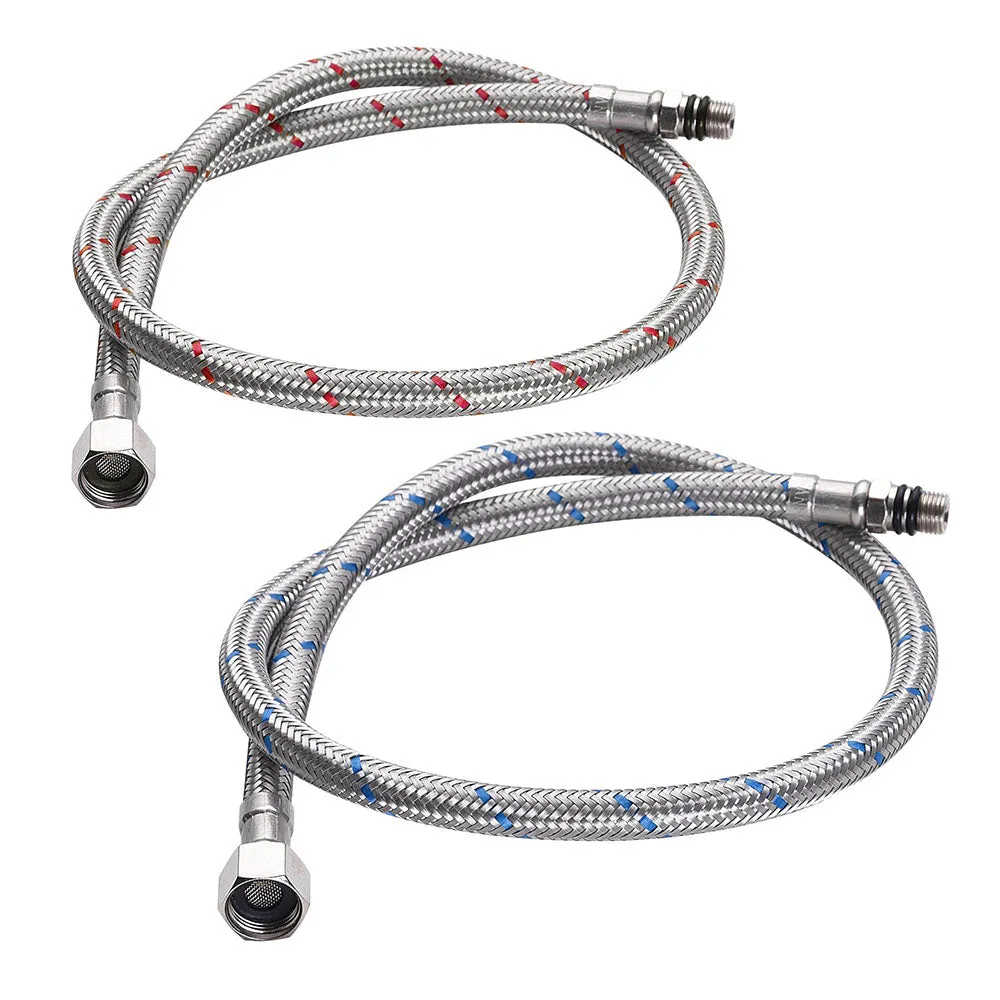 Aquaterior 28" Faucet Connector Hoses Hot & Cold 3/8"xM10