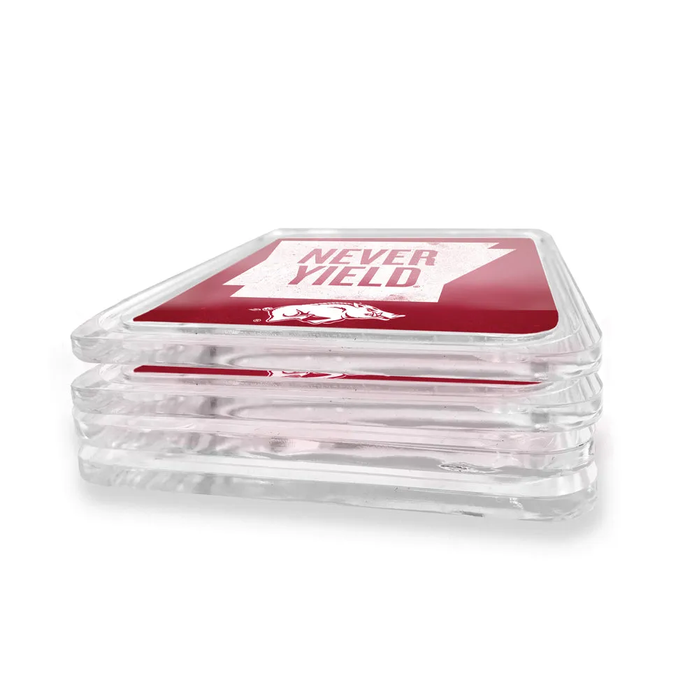 Arkansas Razorbacks - Arkansas Never Yield State Drink Coaster