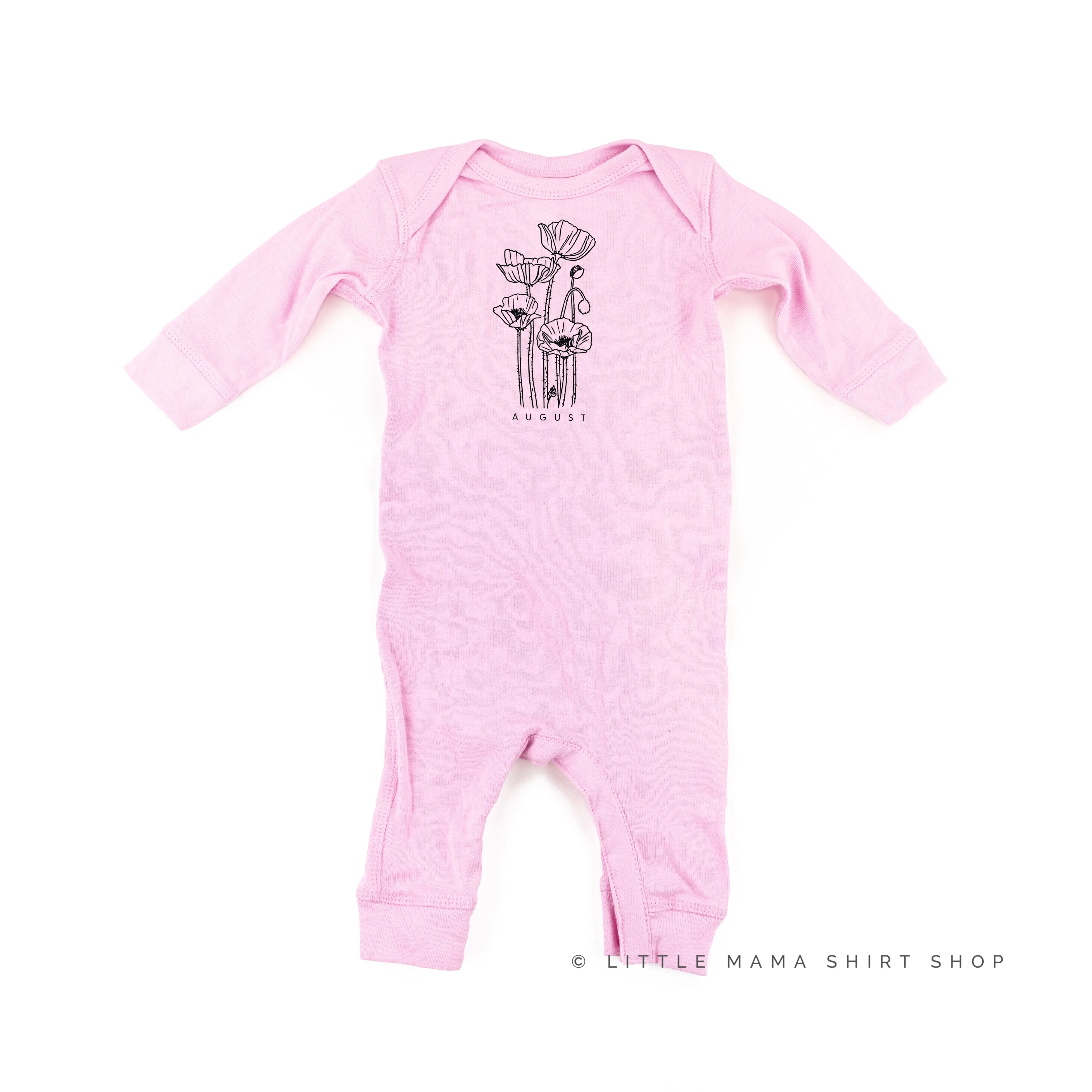 AUGUST BIRTH FLOWER - Poppy - One Piece Baby Sleeper