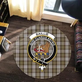 Baillie Dress Tartan Round Rug with Family Crest