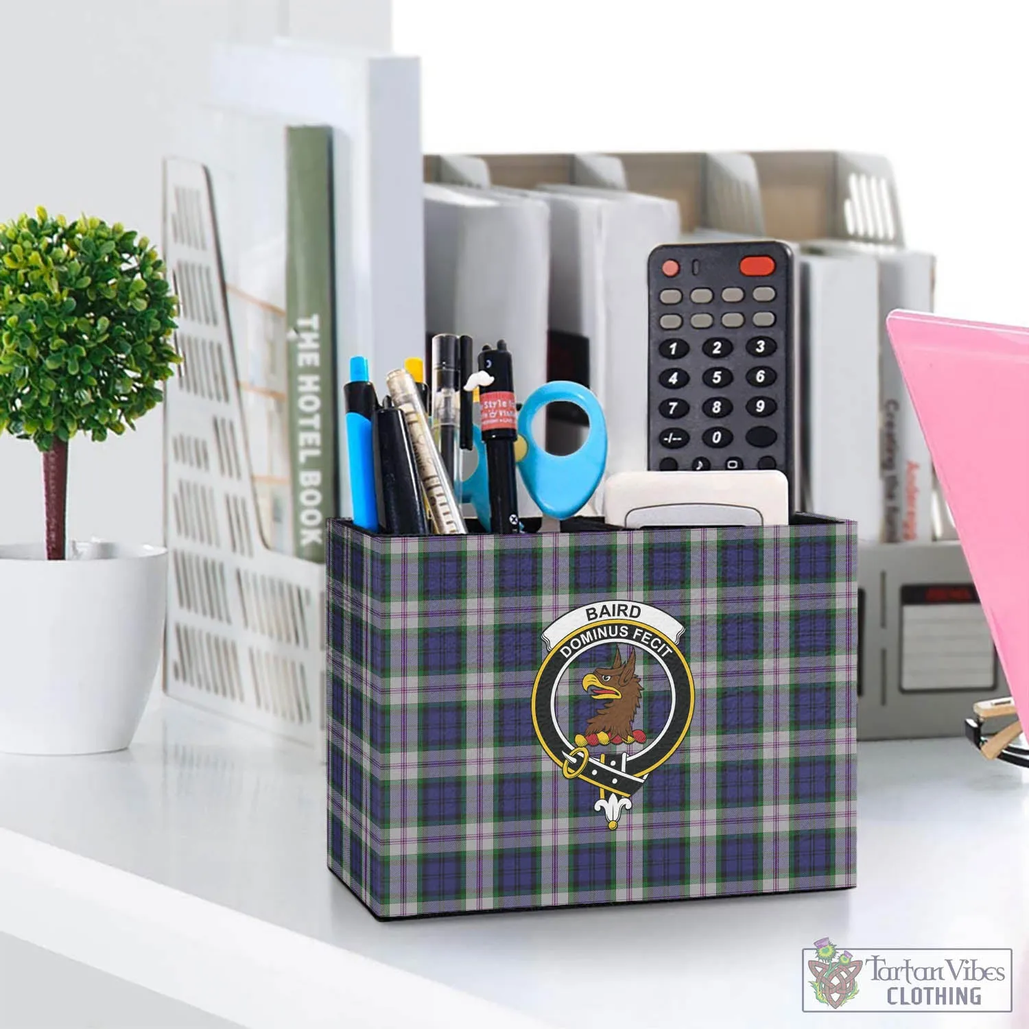 Baird Dress Tartan Pen Holder with Family Crest