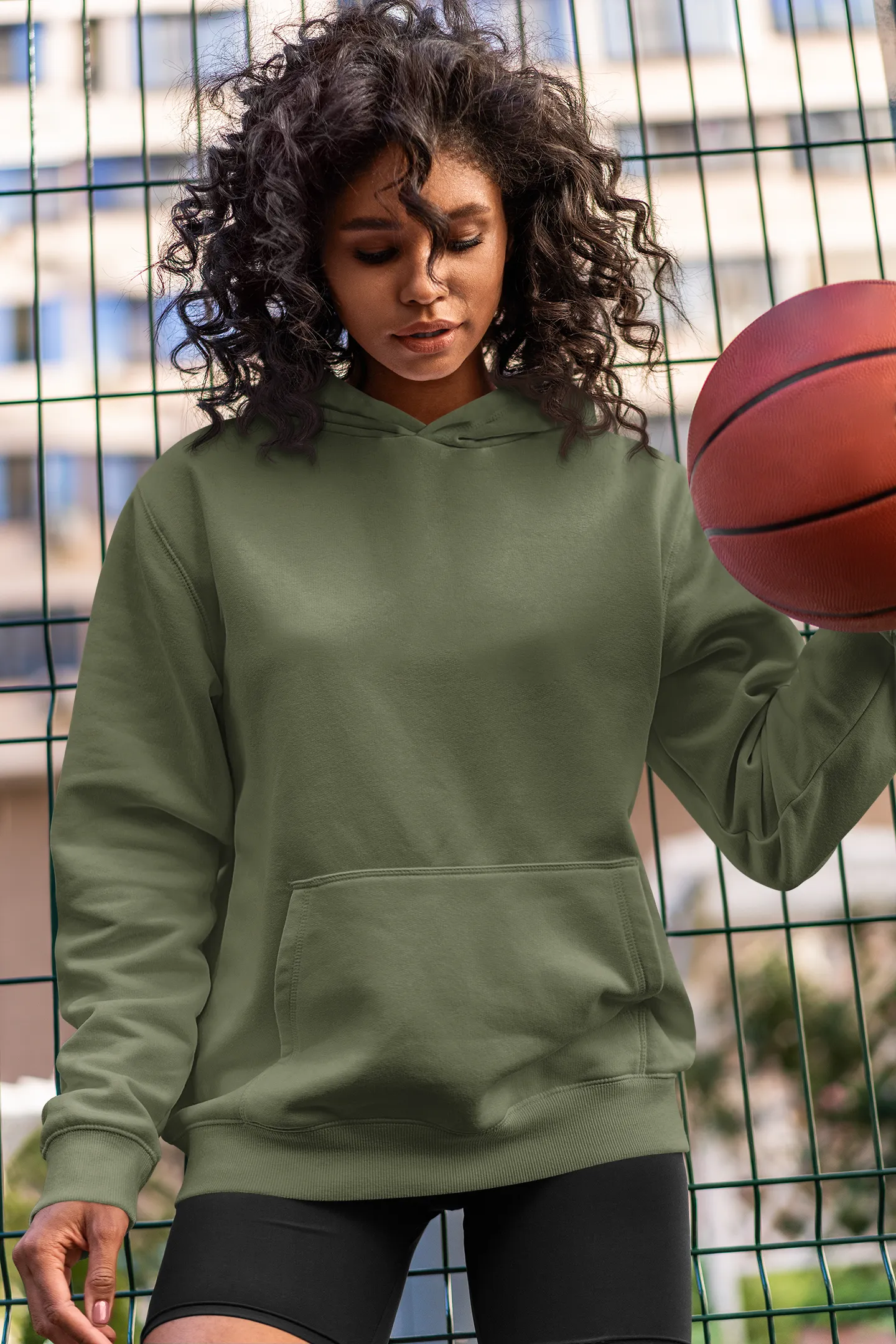 Basic Olive Green Winter Hoodies