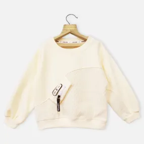 Beige Full Sleeves Sweatshirt