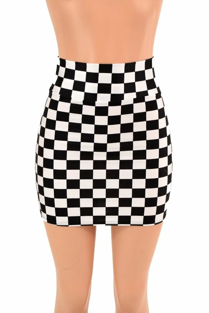 Black & White Check Bodycon Skirt