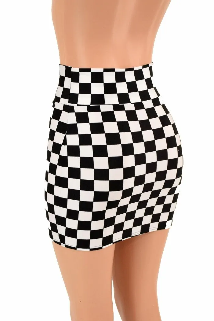 Black & White Check Bodycon Skirt