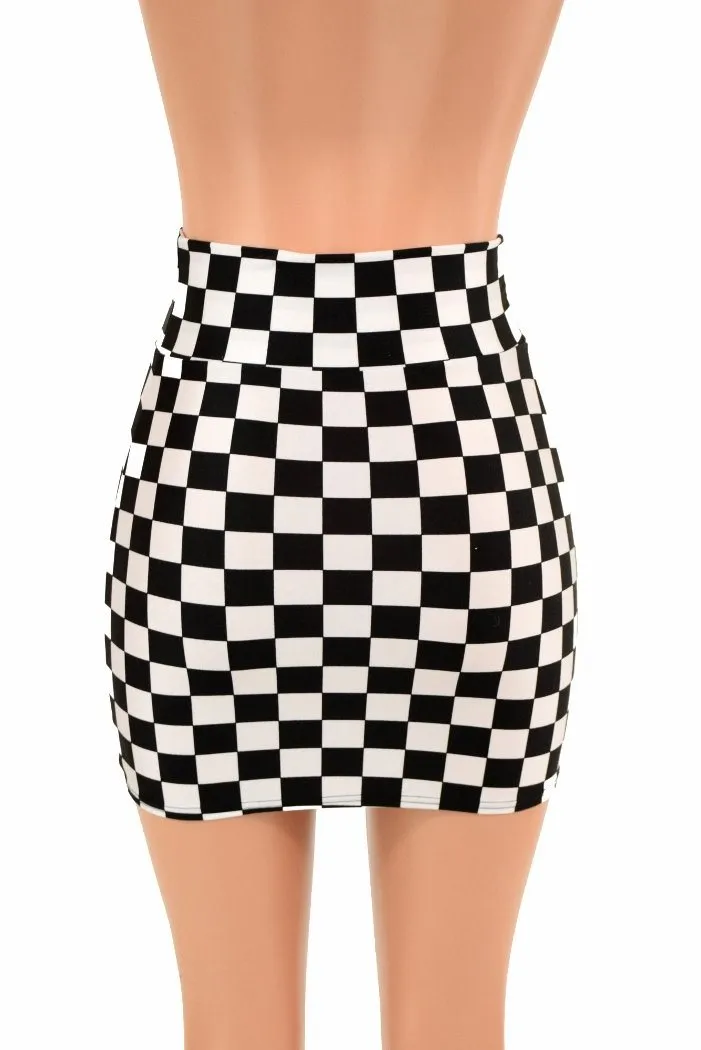 Black & White Check Bodycon Skirt