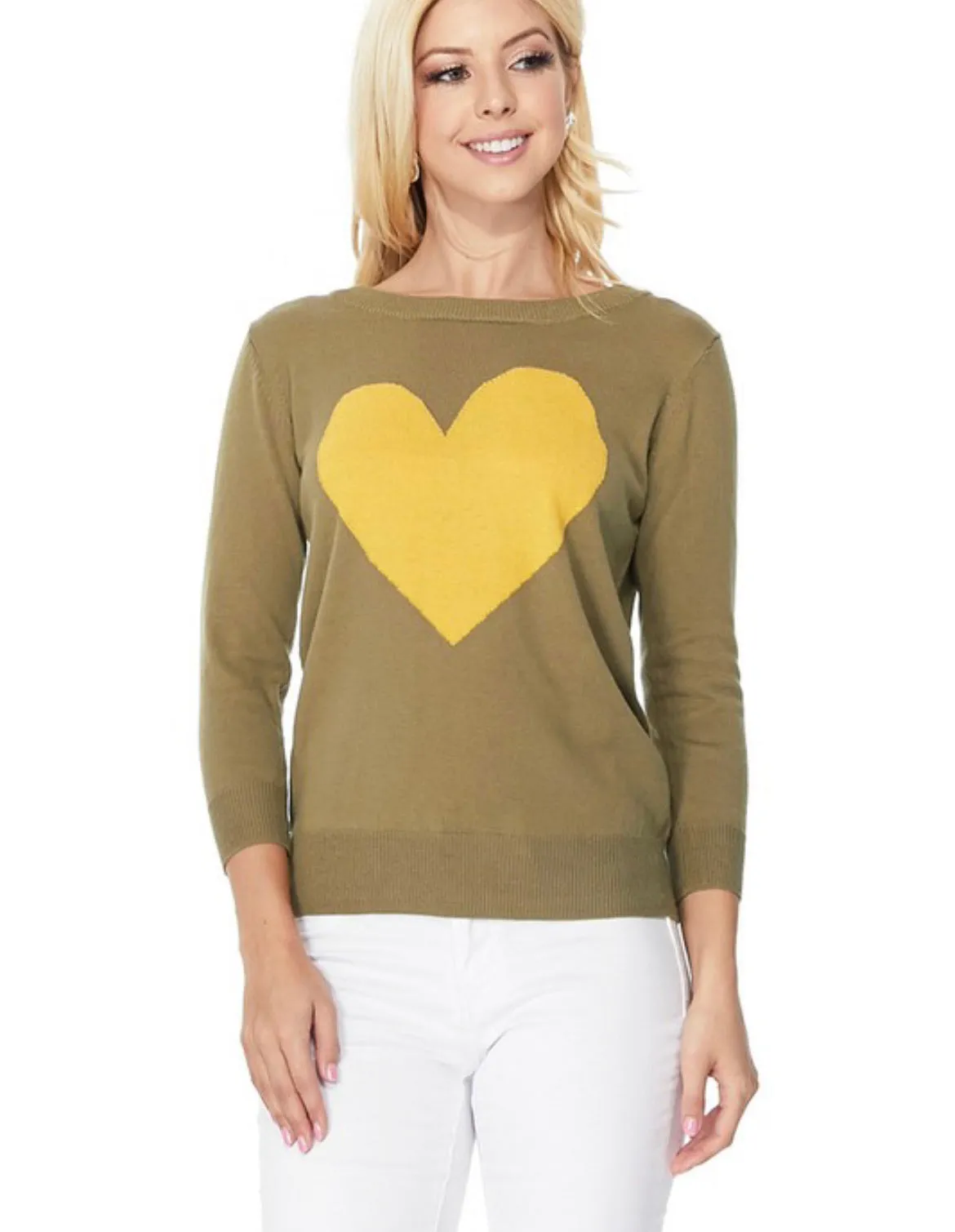 Black Heart Fitted Sweater (Oatmeal)