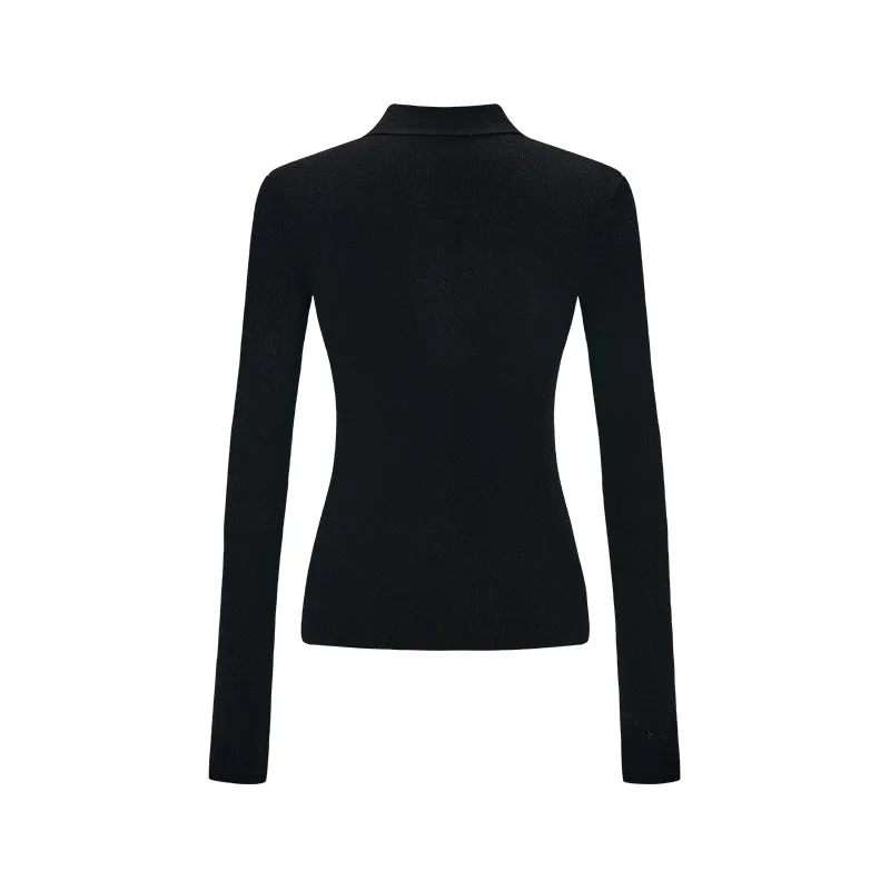 Black Polo Woolen Knitwear