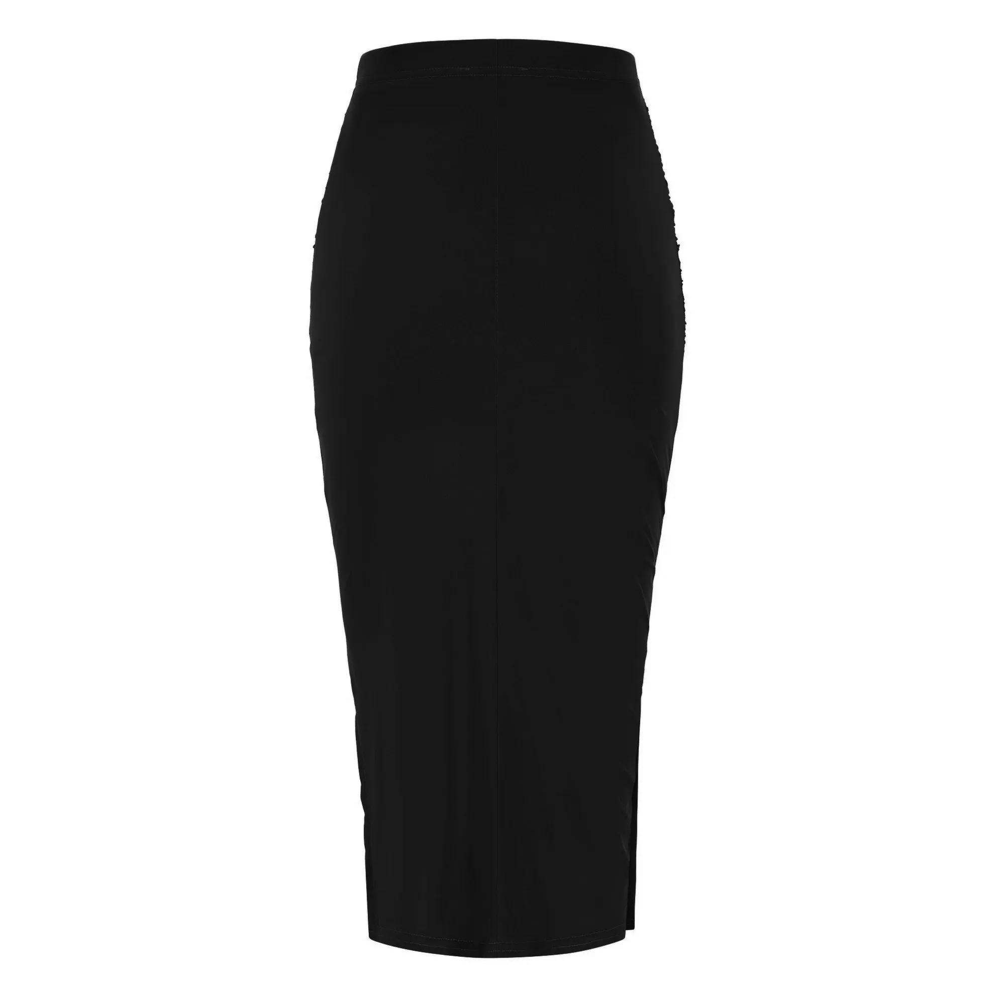 Black Soft Touch Bodycon Wiggle Pencil Skirt