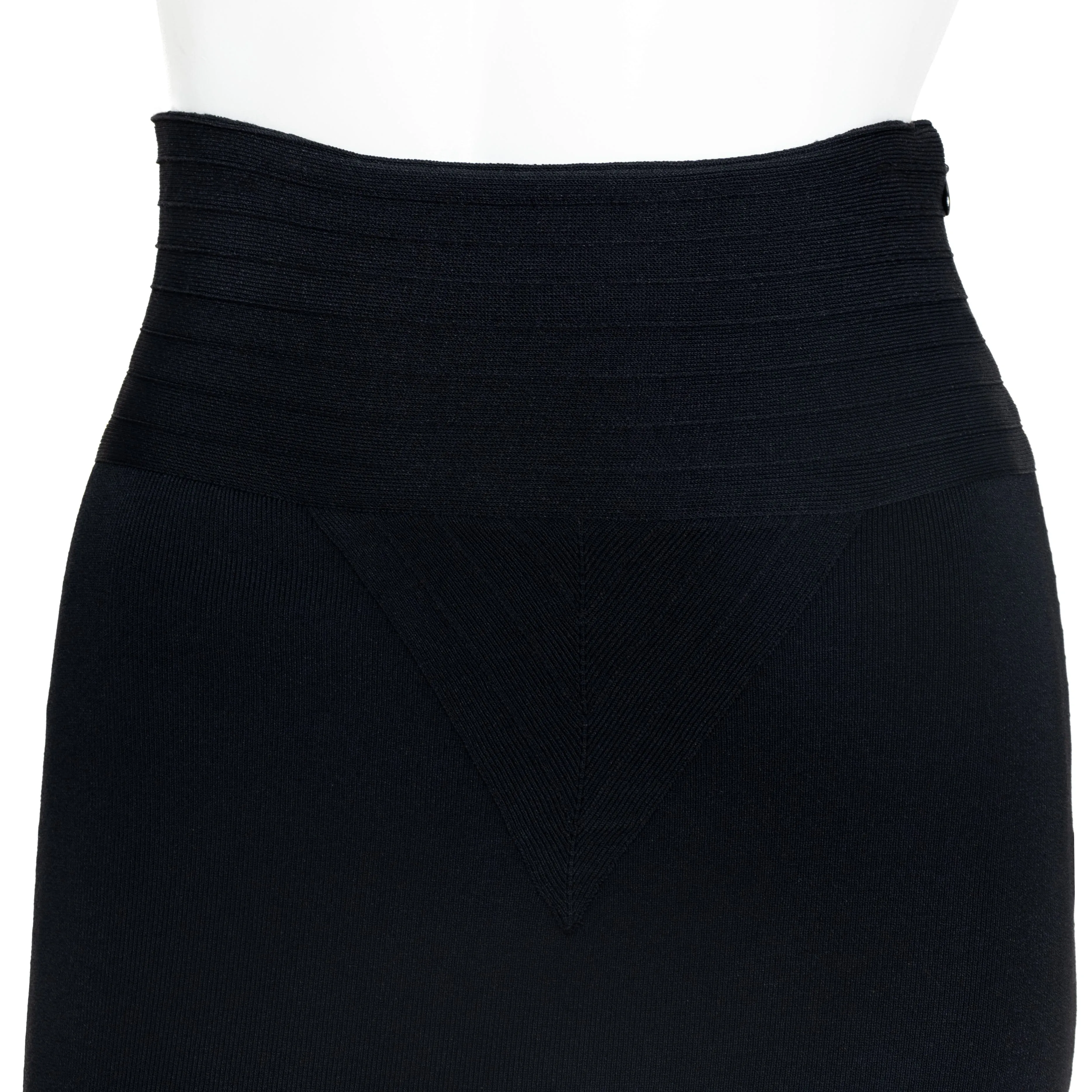 Black Viscose Bandage Pencil Skirt